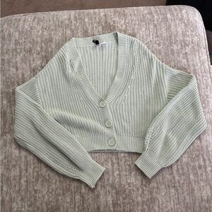 Women's Cropped Knit Cardigan Sweater - Light Green